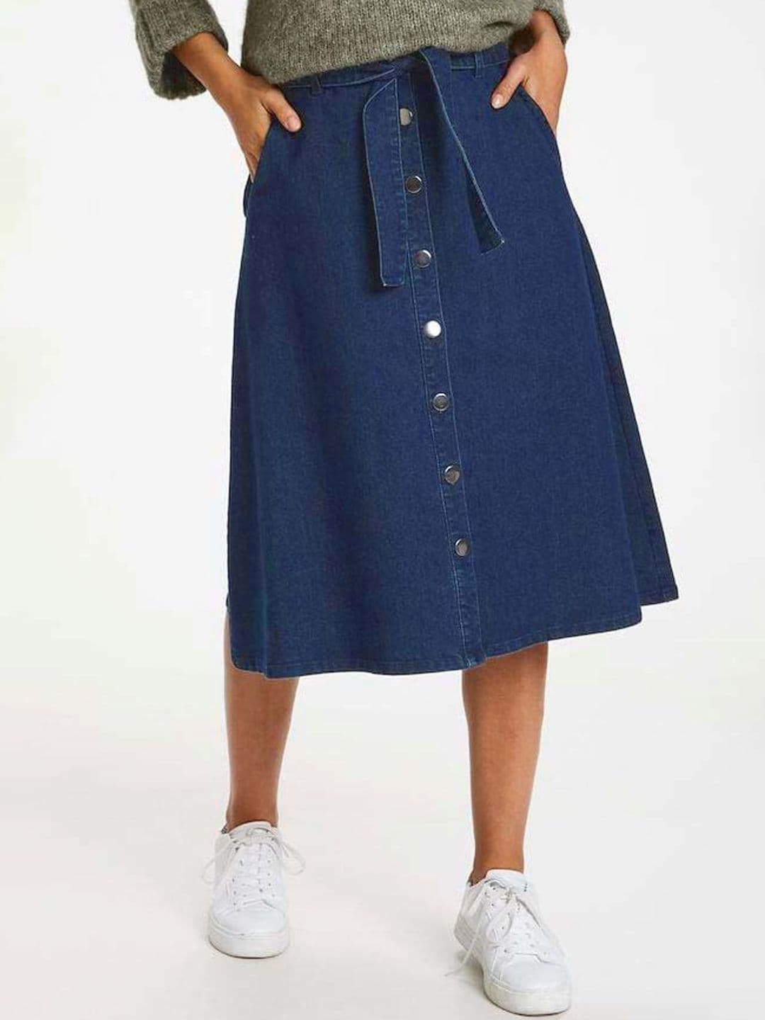 Tripursundari Fashion Women Indigo A-Line Midi Denim Skirt - view 1