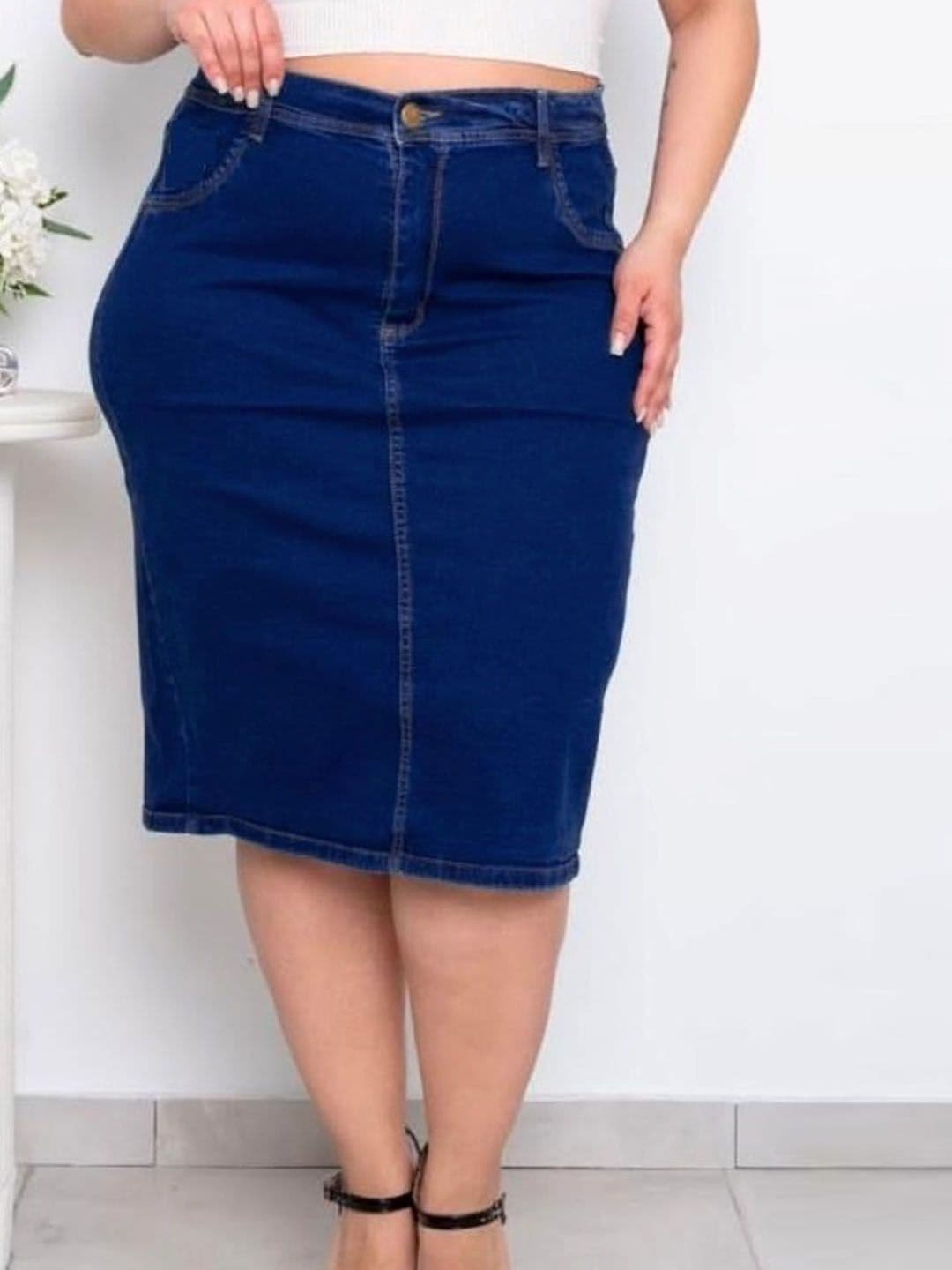 Tripursundari Fashion Women Plus Size Straight Denim Skirt - view 1