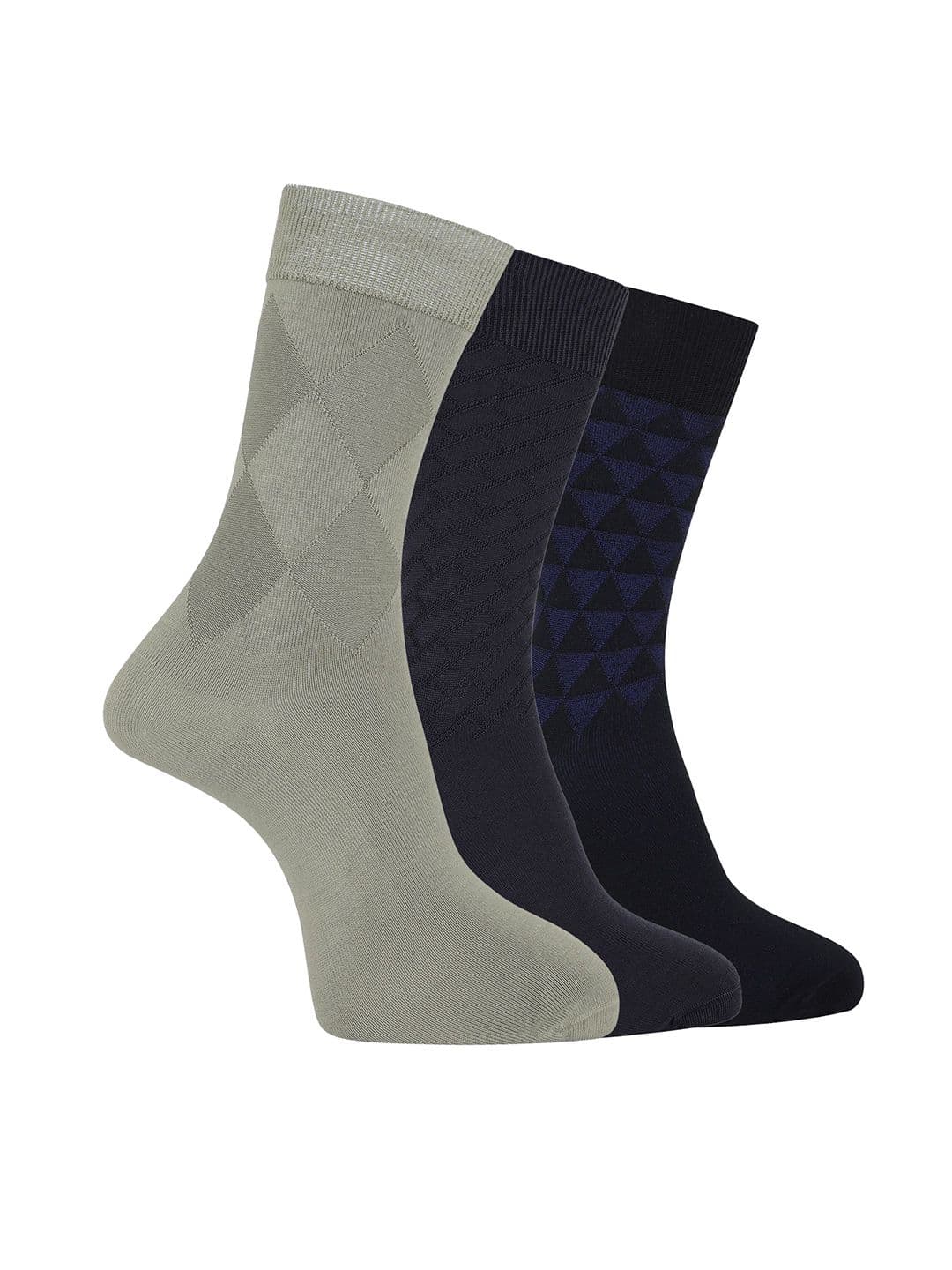 Dollar Men Pack Of 3 Checked Calf Length Socks - view 1