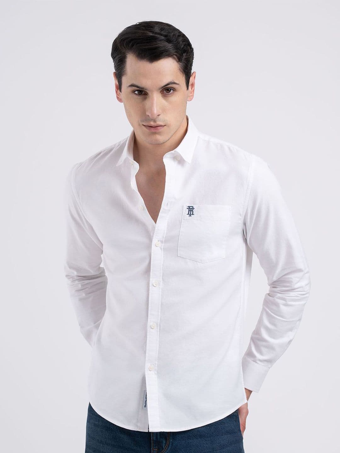 Red Tape Men Solid Pure Cotton Button Down Loose Fit Shirt - view 1