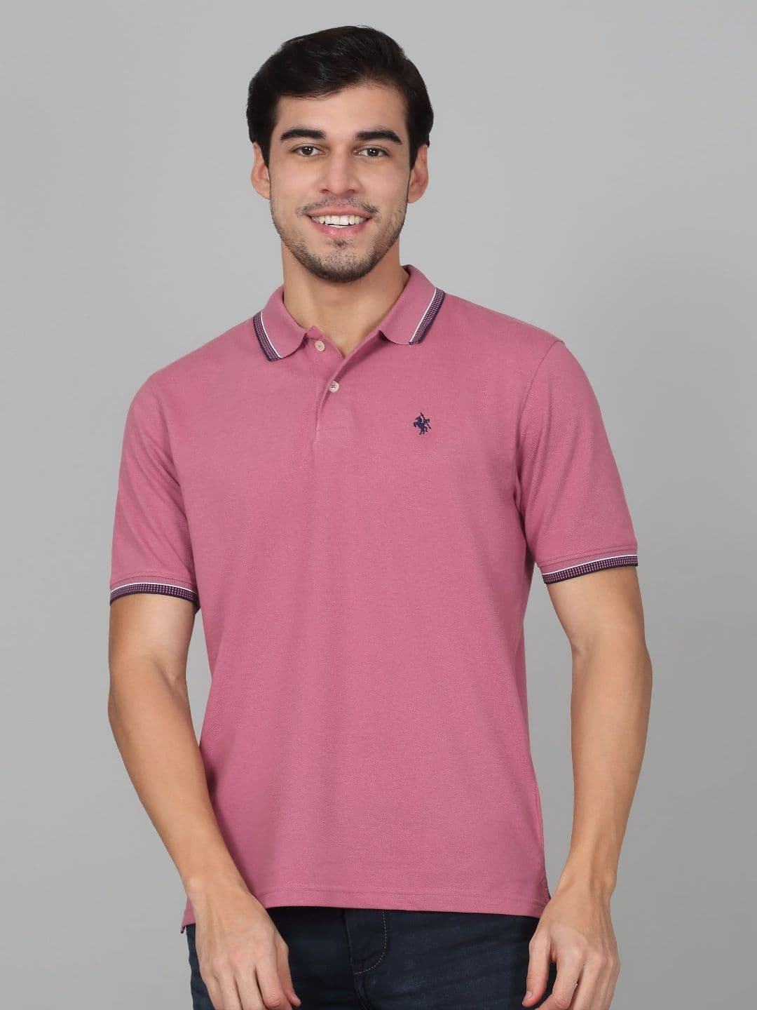 Cantabil Men Solid Polo Collar Cotton T-shirt - view 1