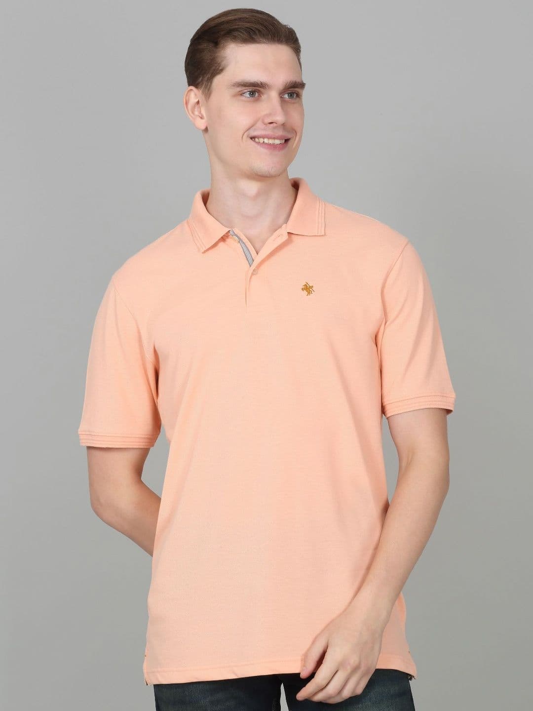 Cantabil Men Solid Polo Collar Cotton T-shirt - view 1