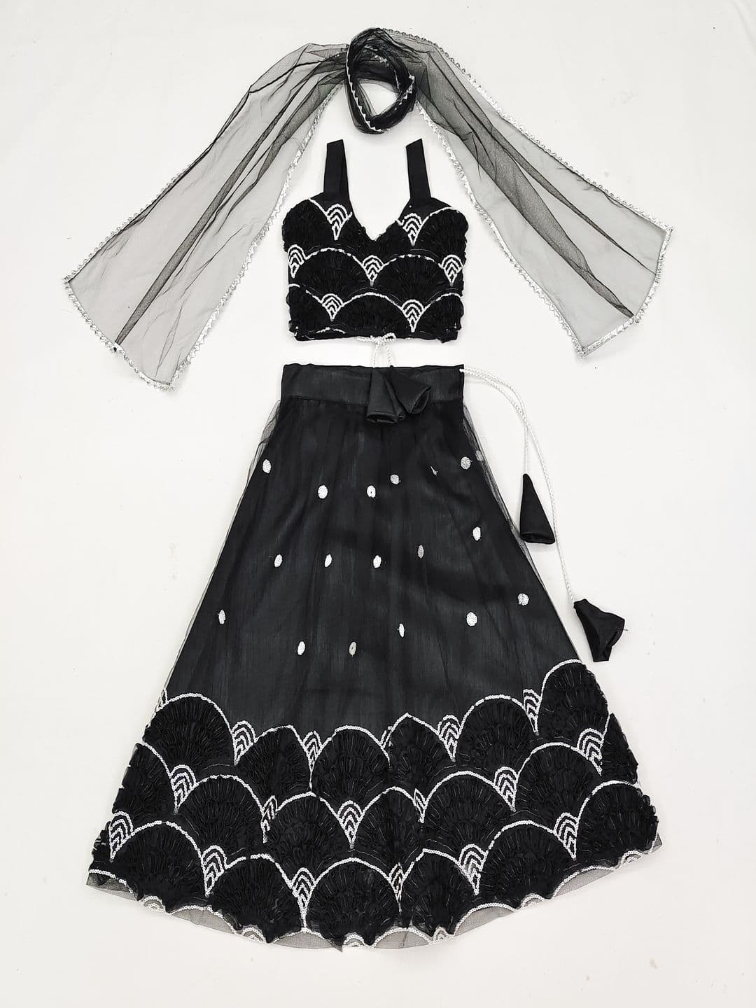 Atierking Girls Embroidered Thread Work Lehenga & Choli With Dupatta - view 1