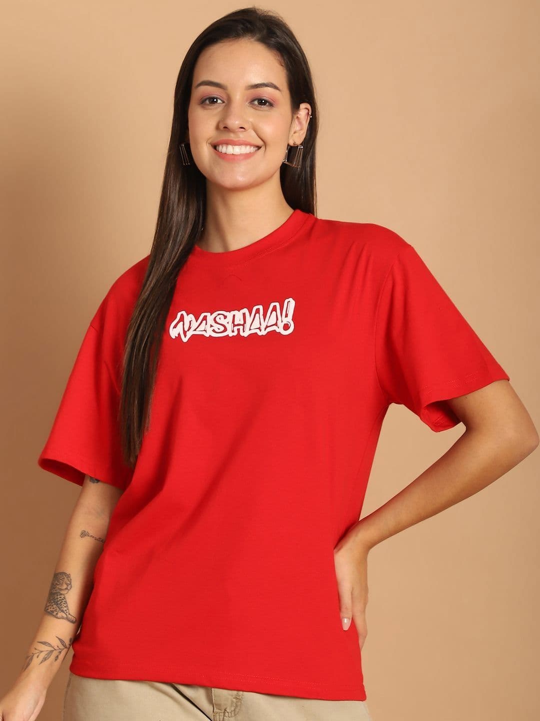 Metronaut Women Graphic Printed Round Neck Cotton Oversized T-shirt - view 1