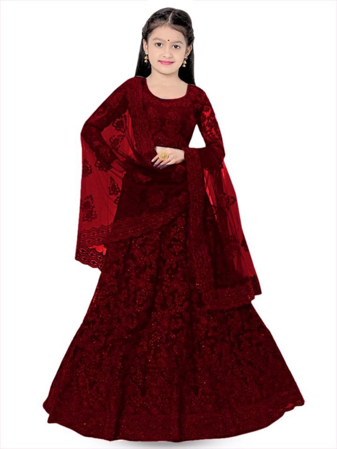 BAESD Girls Embroidered Thread Work Semi-Stitched Lehenga & Unstitched Blouse With Dupatta - view 1