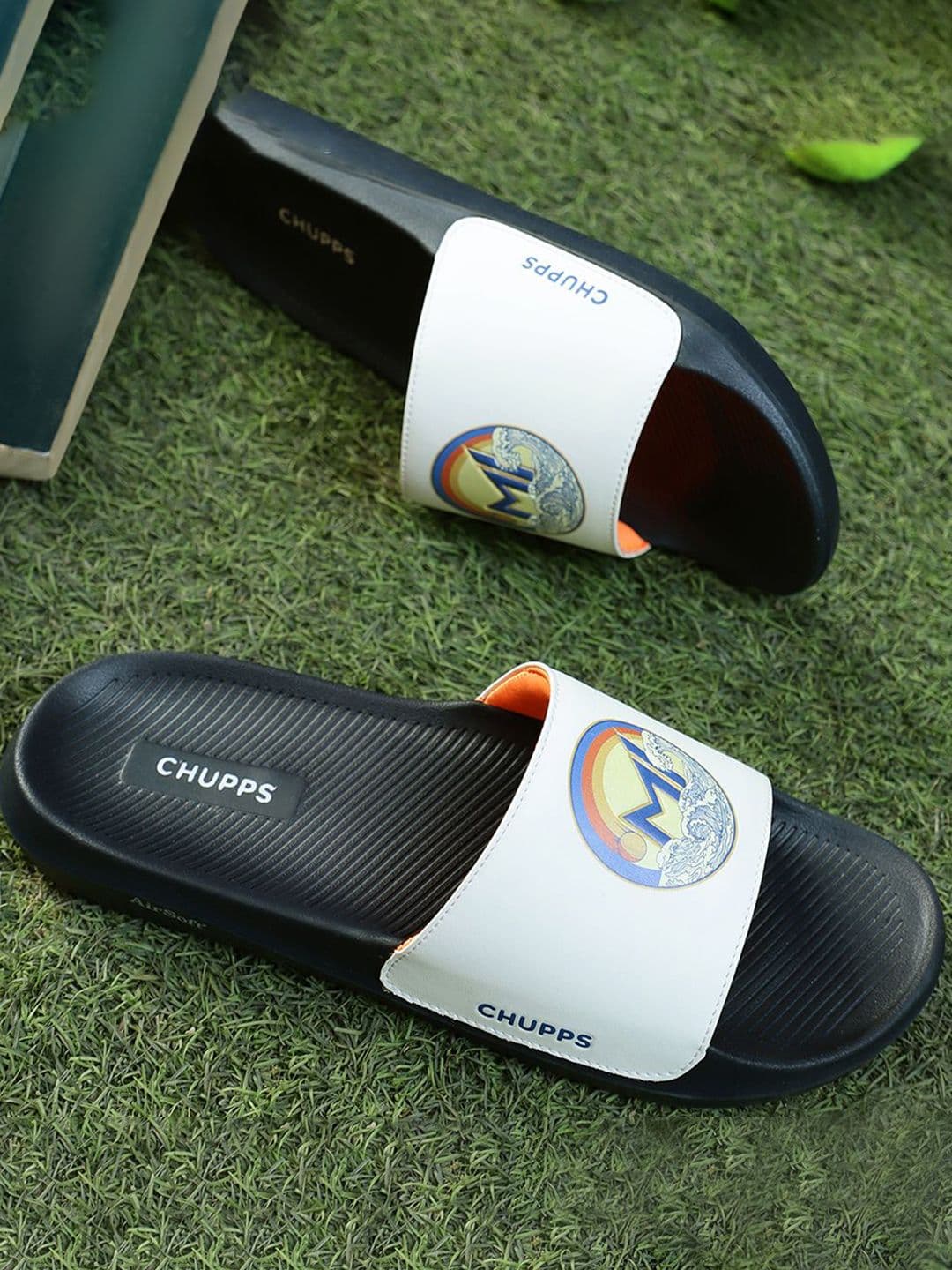 CHUPPS X MI Men White Navy Surge Airsoft Orthopedic Sliders - view 1