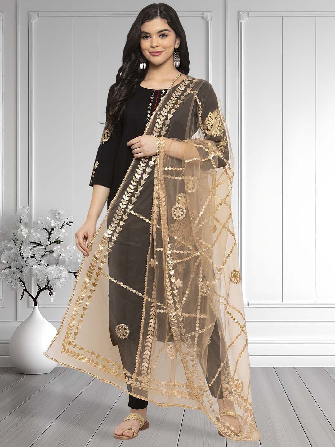 Moda Rapido Geometric Embroidered Gotta Patti Dupatta - view 1