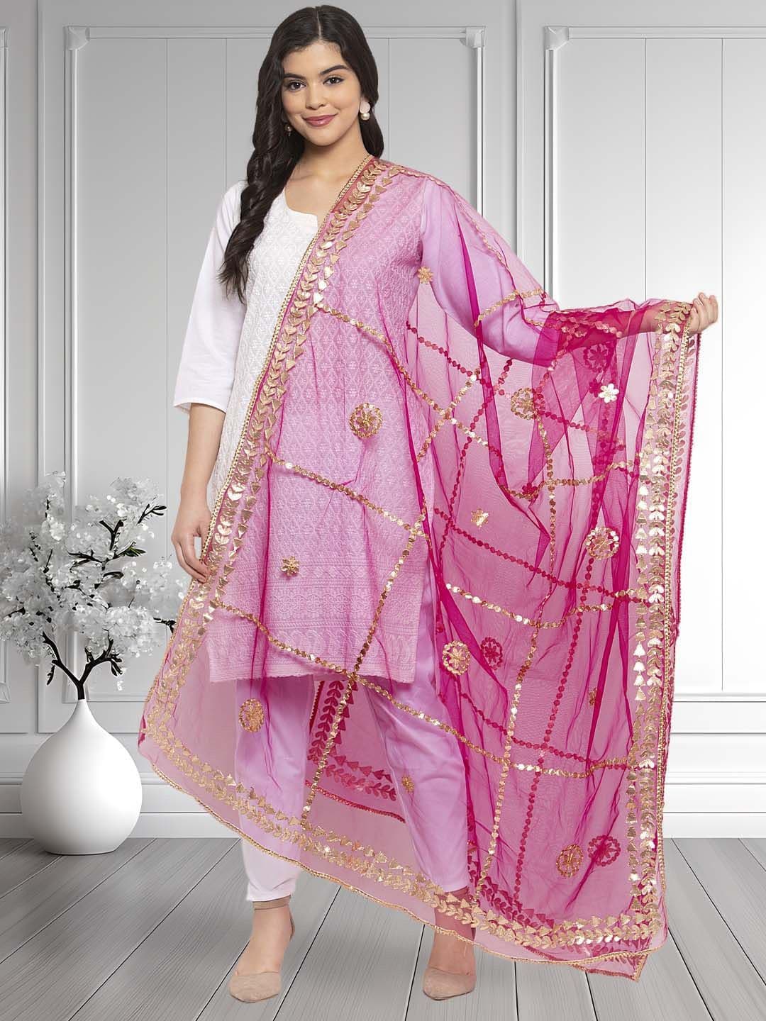 Moda Rapido Geometric Embroidered Gotta Patti Dupatta - view 1