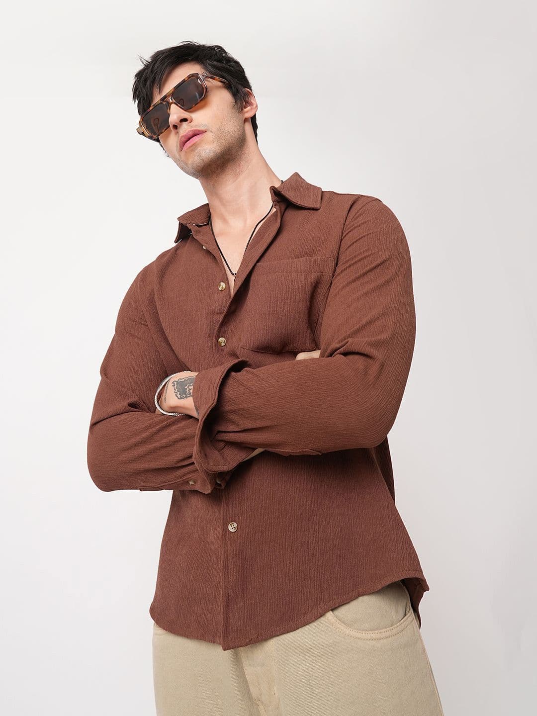 VASTRADO Men Classic Fit Spread Collar Solid Cotton Casual Shirt - view 1