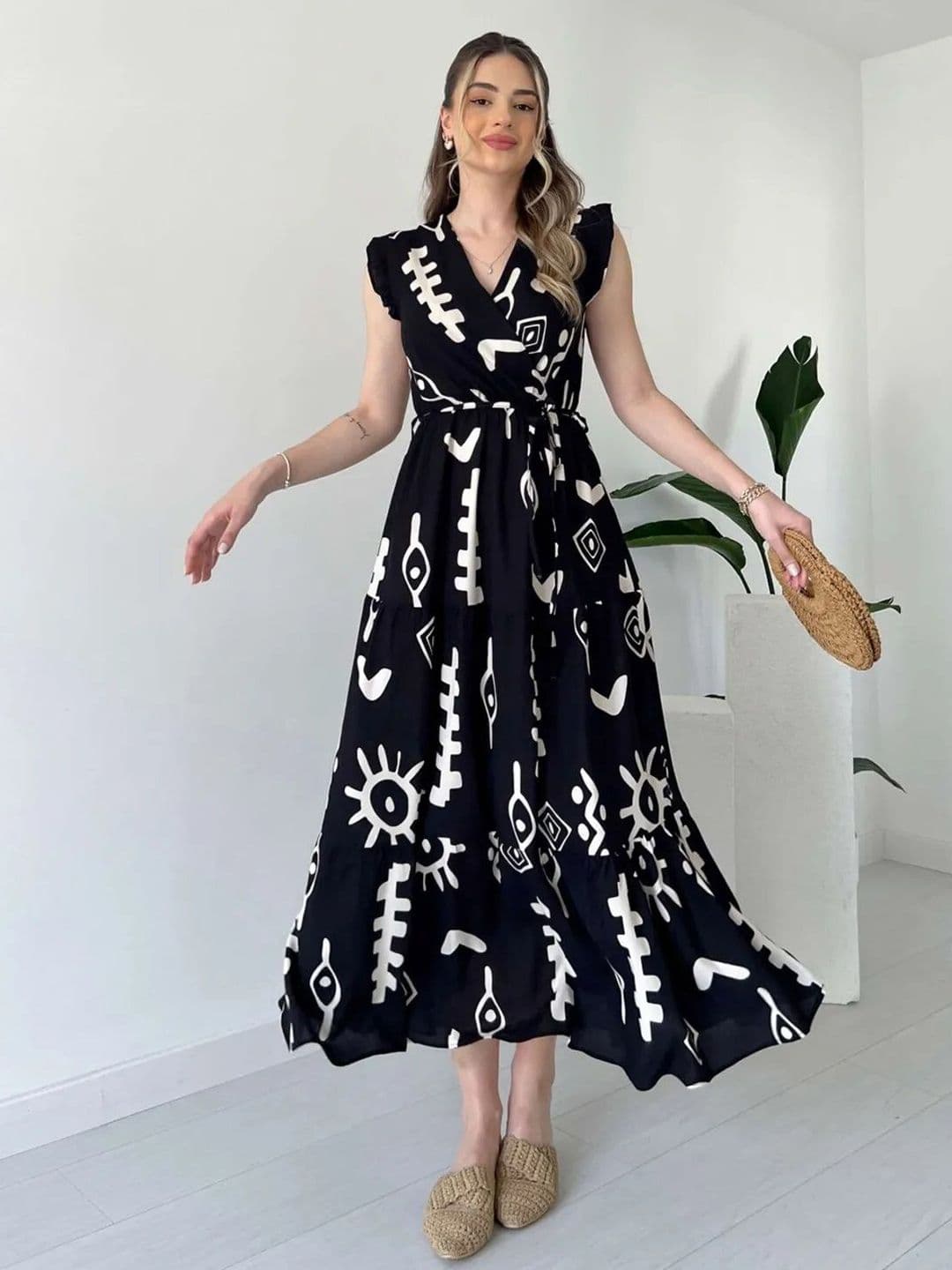 PIMU Women Abstract Printed Fit and Flare Midi Dress - view 1