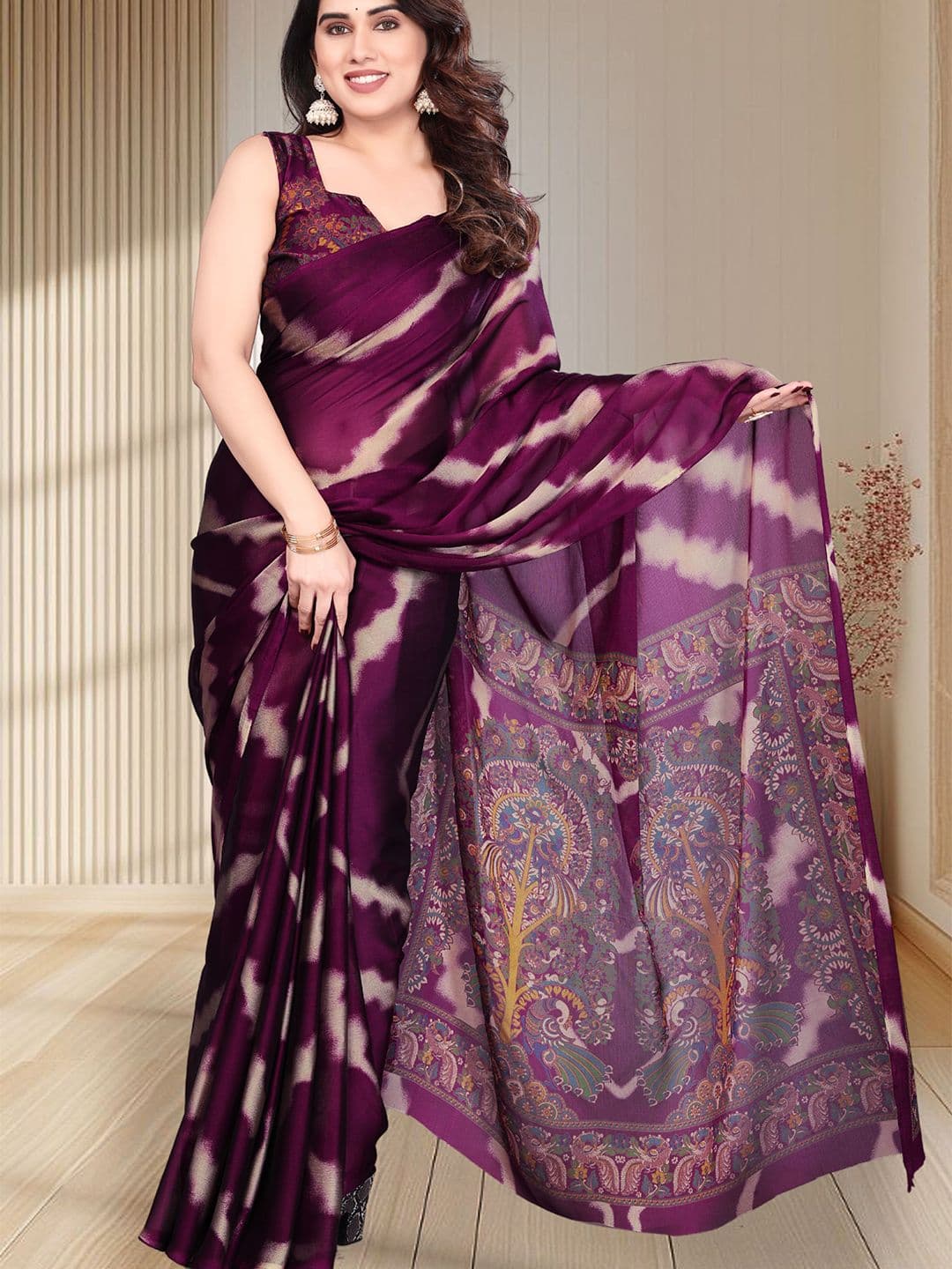 MAGNEITTA Leheriya Pure Chiffon Saree - view 1