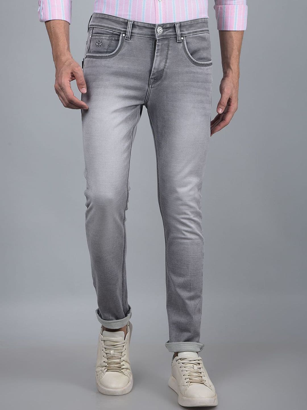Crimsoune Club Men Slim Fit Heavy Fade Medium Shade Mid-Rise Stretchable Jeans - view 1