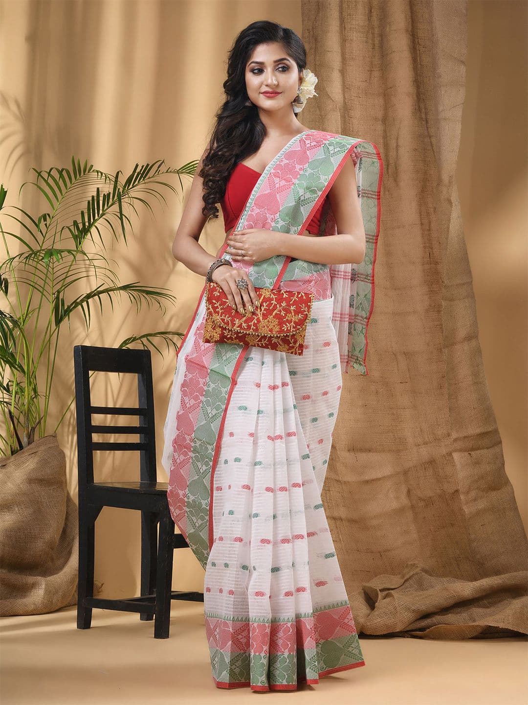 DESH BIDESH Woven Design Pure Cotton Taant Saree - view 1