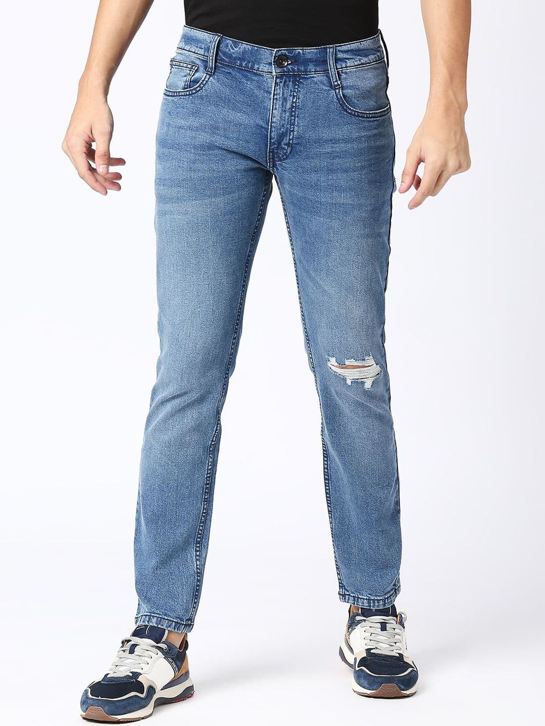 Pepe Jeans Men Tapered Fit Low-Rise Low Distress Heavy Fade Jeans - view 1