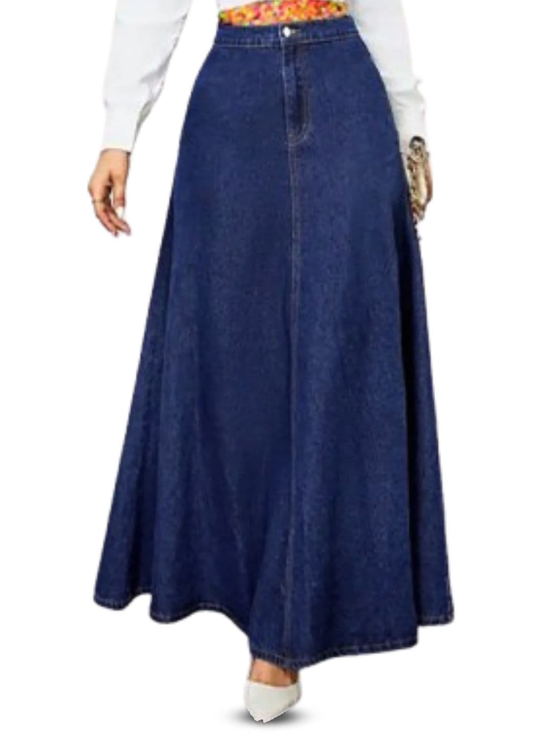 Tripursundari Fashion Women Buttoned A-Line Full Length Denim Skirt - view 1