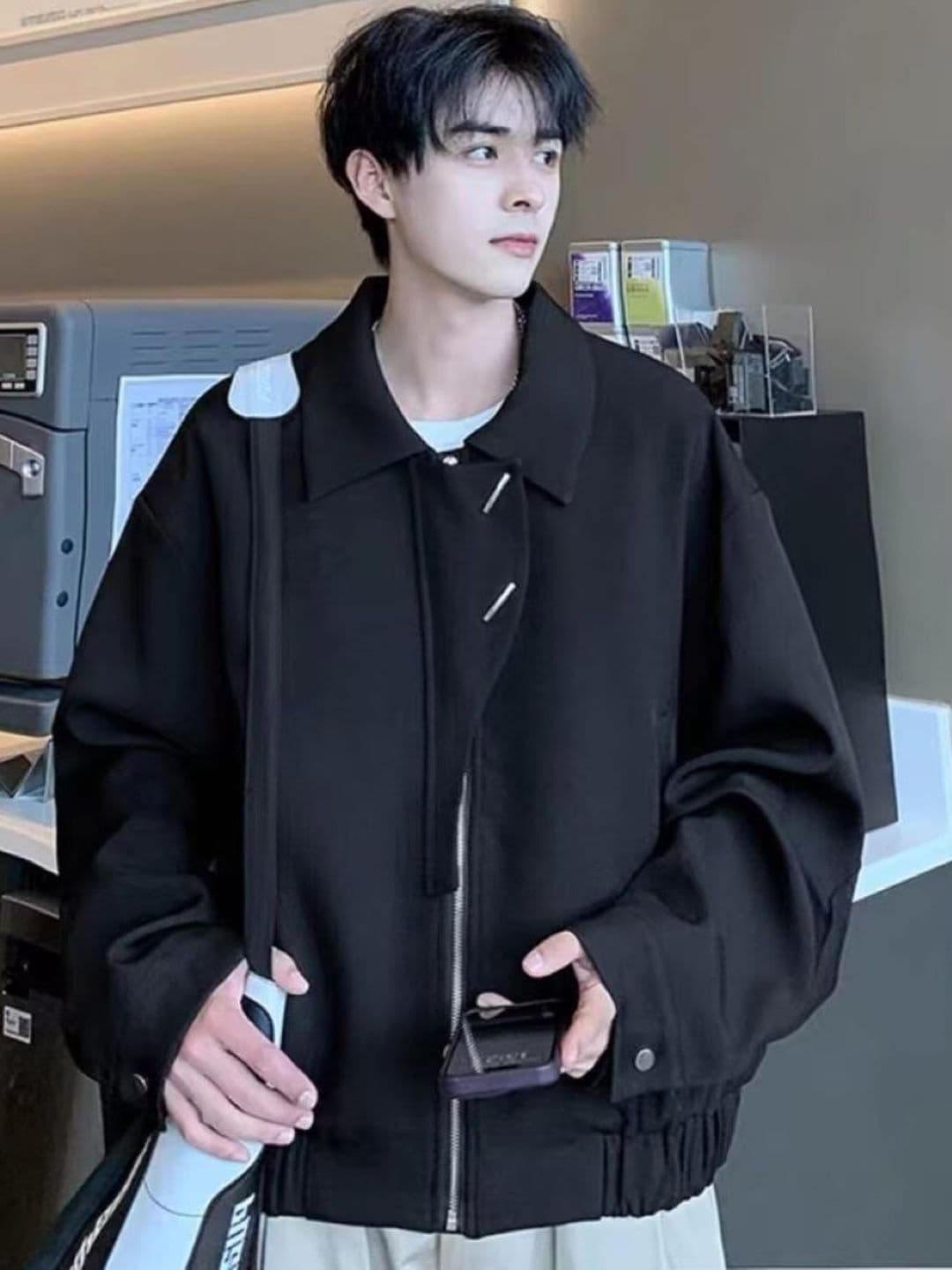 StyleCast Men Spread Collar Solid Casual Open Front Jacket - view 1