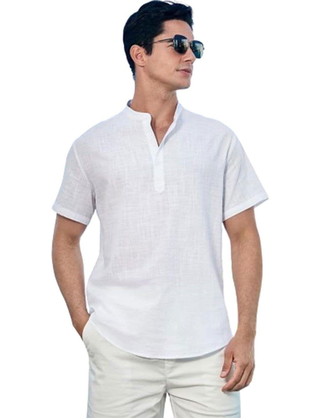 EdinWolf Men India Slim Fit Band Collar Solid Cotton Casual Kurta - view 1