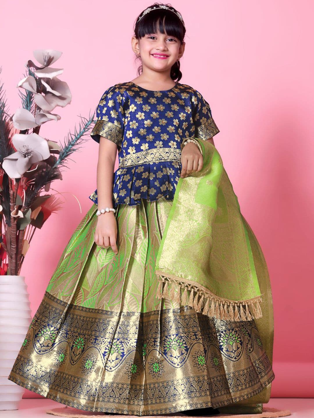 BAESD Girls Woven Design Ready to Wear Lehenga & Blouse With Dupatta - view 1