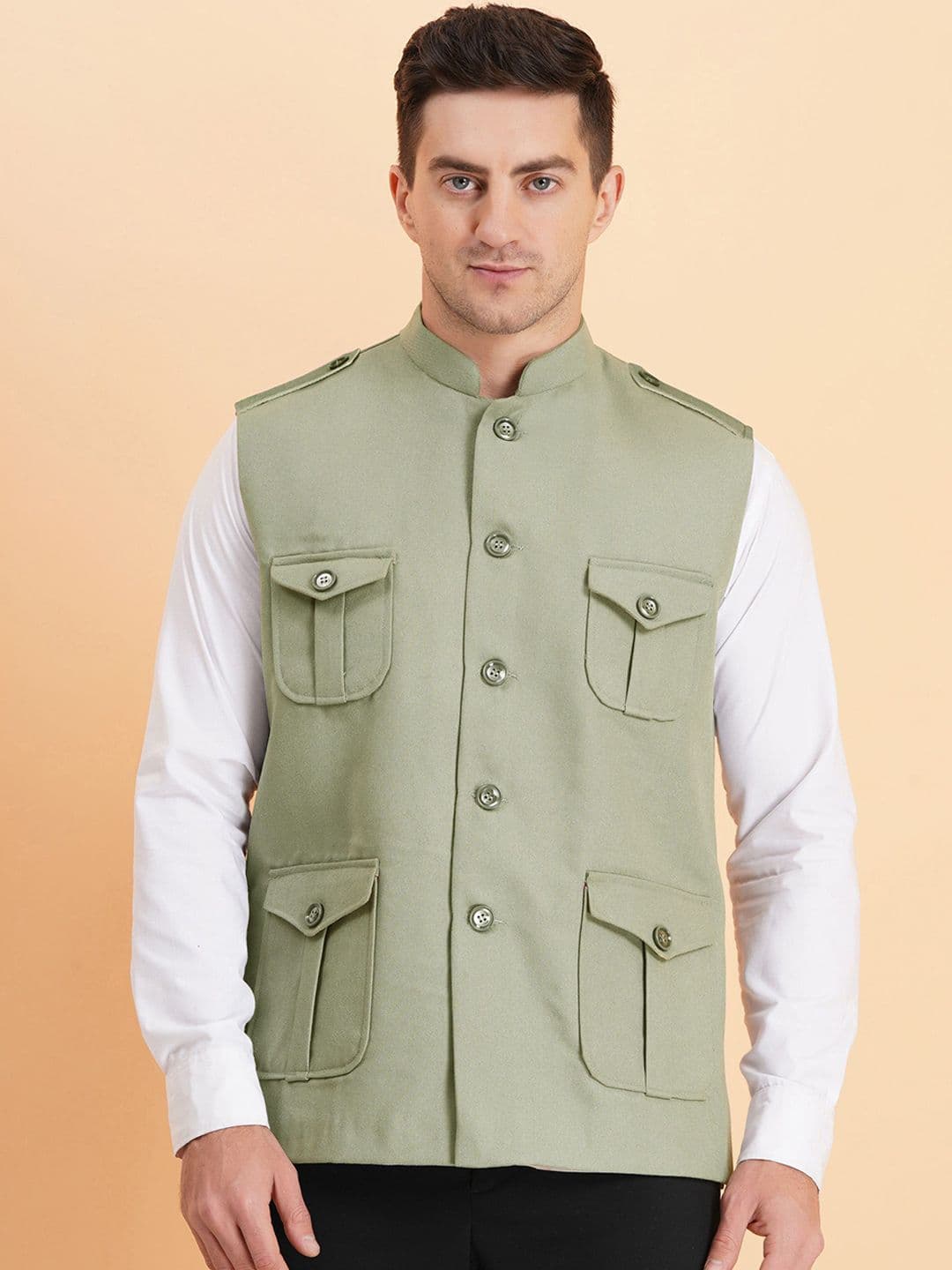 SG LEMAN Mandarin Collar Nehru Jacket - view 1