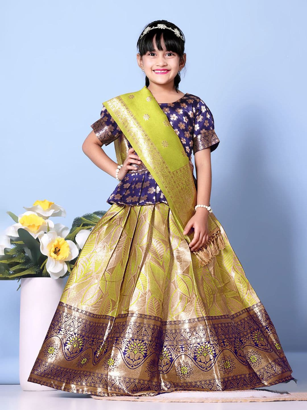 BAESD Girls Zari Ready to Wear Lehenga & Blouse With Dupatta - view 1