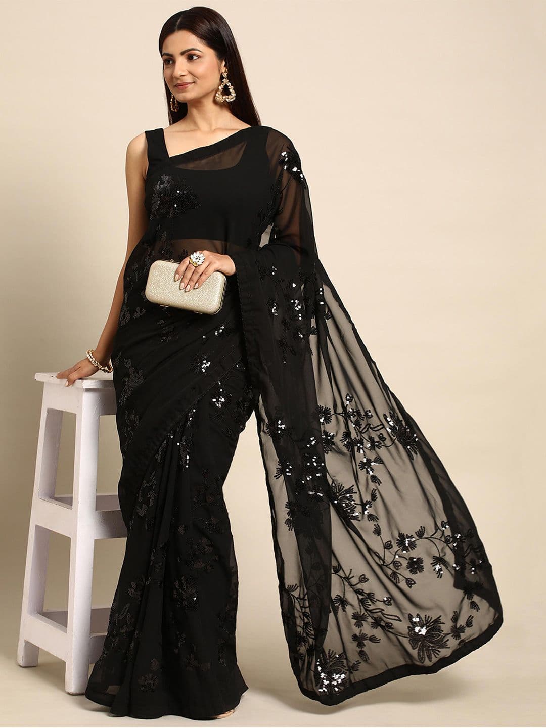 THE52 Sequined Embellished Saree - view 1