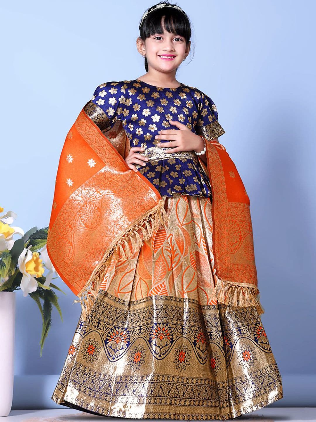 BAESD Girls Zari Ready to Wear Lehenga & Blouse With Dupatta - view 1