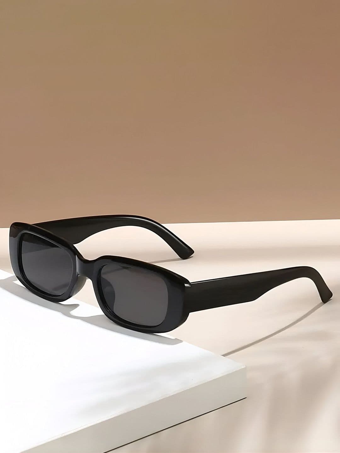 FUNGLASSES Unisex Rectangle Sunglasses with UV Protected Lens CANDY BLACK HD - view 1