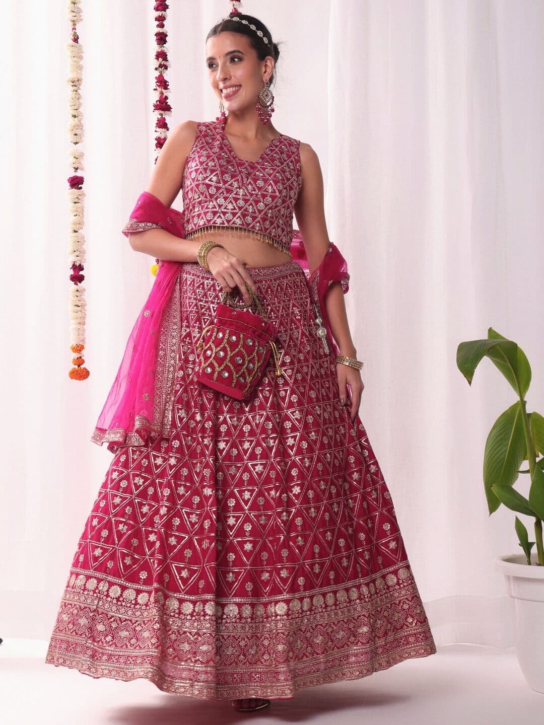 Chhabra 555 Floral Embroidered Square Neck Sequinned Lehenga Choli With Dupatta - view 1