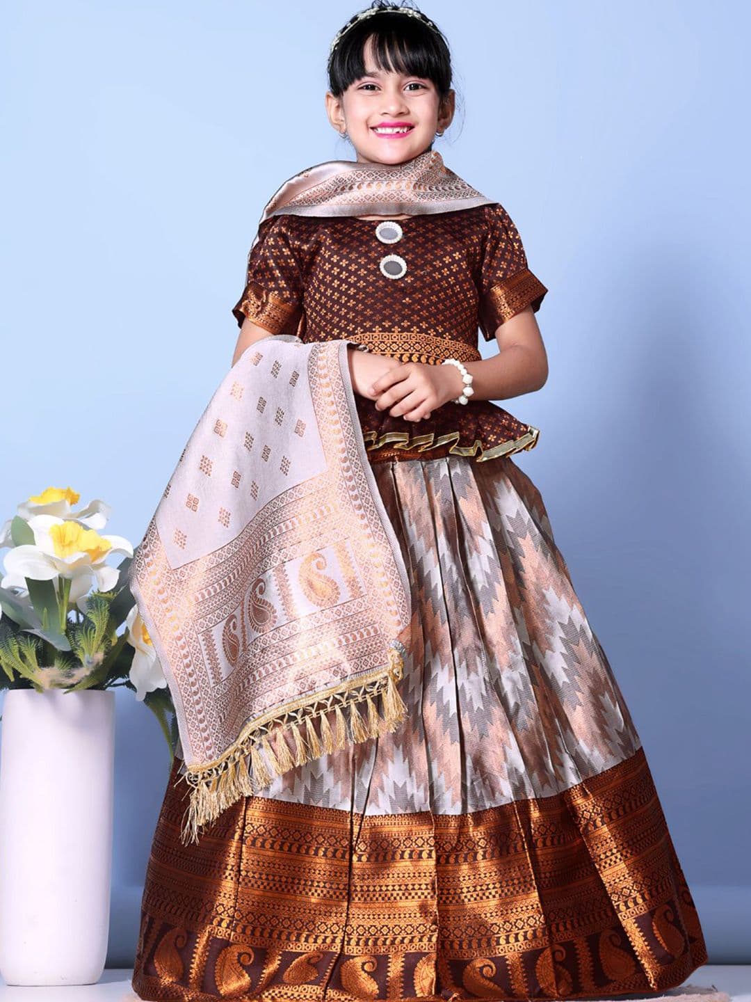 BAESD Girls Mirror Work Ready to Wear Lehenga & Blouse With Dupatta - view 1