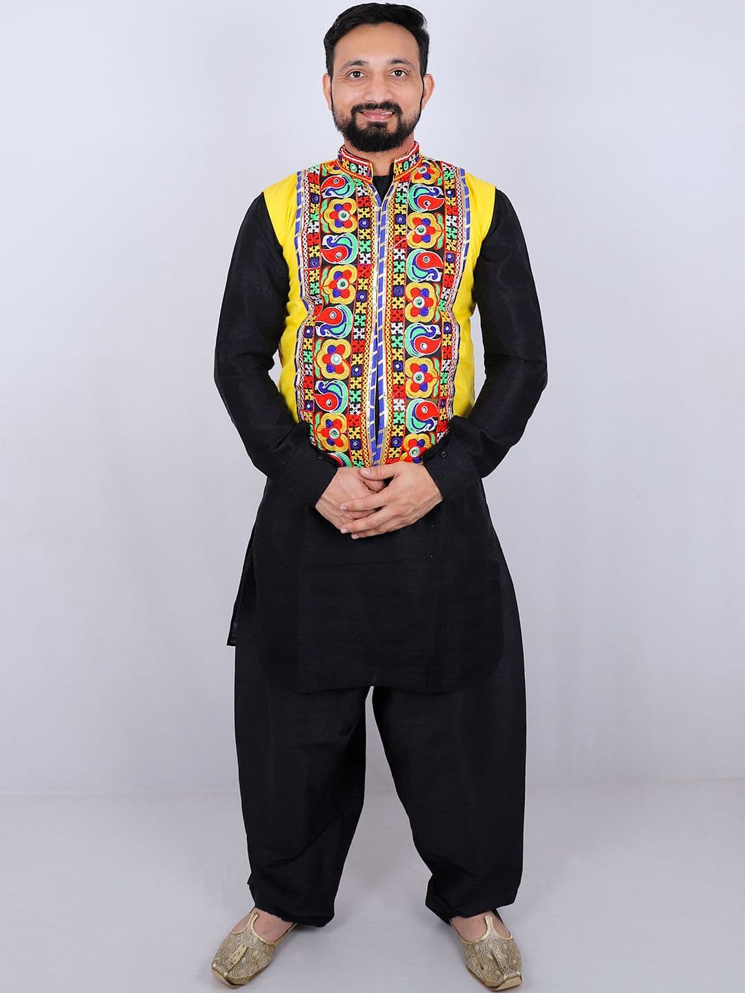 AGLARE Men Floral Open Front Jacket with Patchwork - view 1