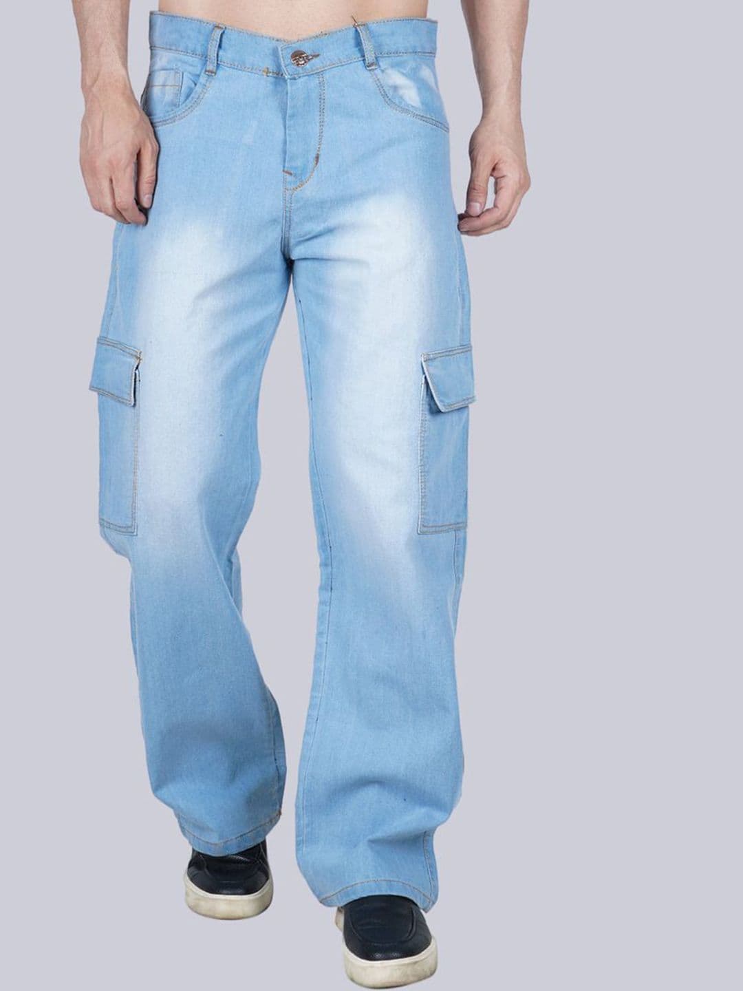 LINARIA Men Cotton Classic Boyfriend Fit Low-Rise Heavy Fade Cargo Styles Jeans - view 1