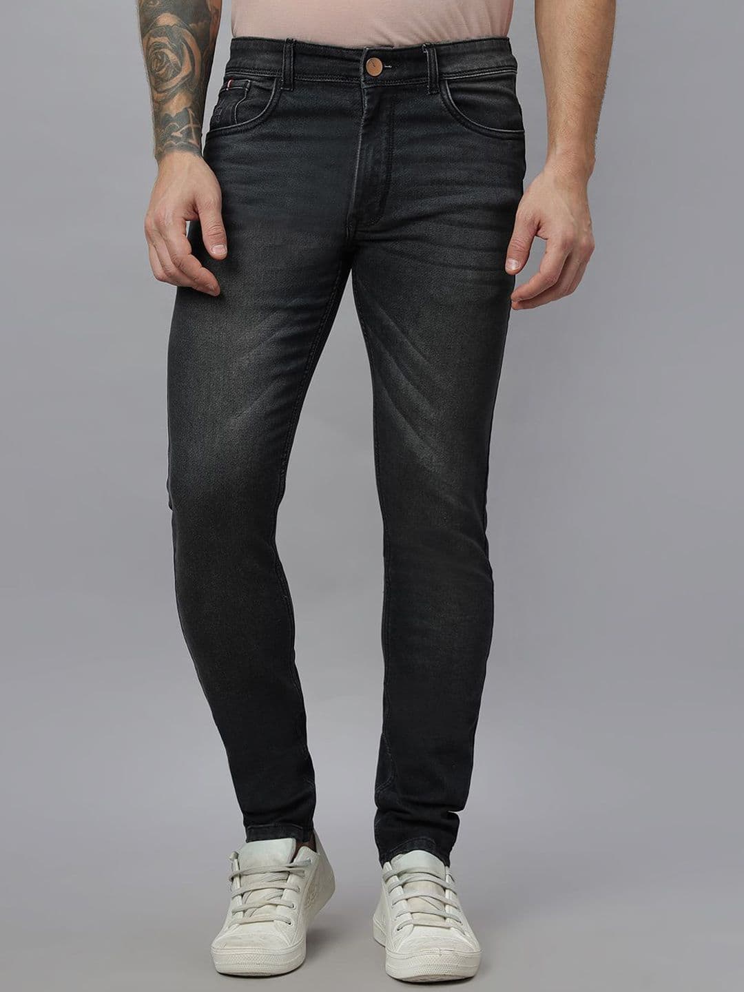 RJ Denim Men Cotton Narrow Slim Fit Light Fade Jeans - view 1