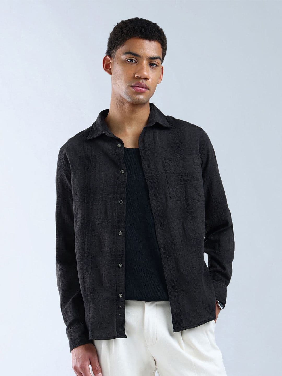 Flying Machine Men Digitopia Classic Regular Fit Spread Collar Checked Cotton Casual Shirt - view 1