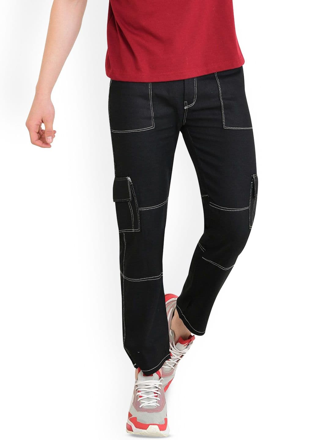 LINARIA Men Classic Slim Fit Mid-Rise Cotton Cargos Jeans - view 1