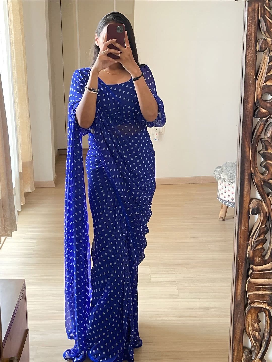 Moda Rapido Polka Dot Printed Ready to Wear Saree - view 1