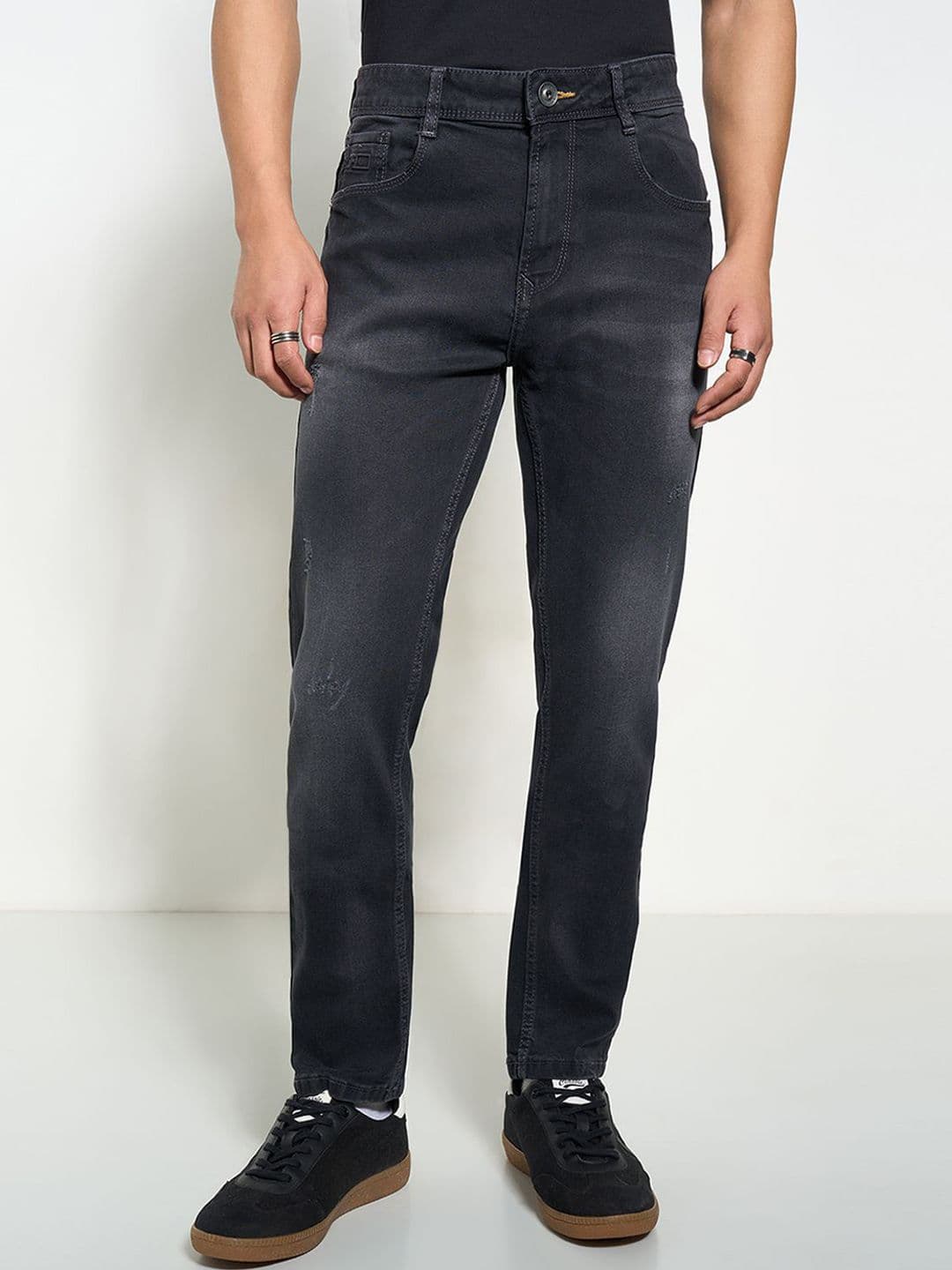 SF JEANS by Pantaloons Men Slim Fit Low Distress Light Fade Jeans - view 1