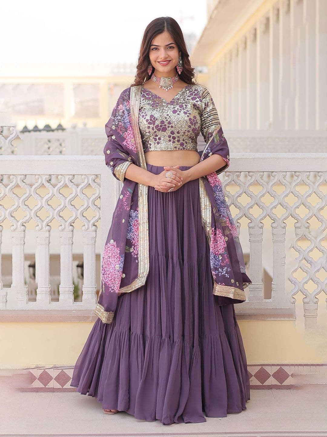 Fashion Basket Unstitched Lehenga & Ready to Wear Blouse With Dupatta - view 1