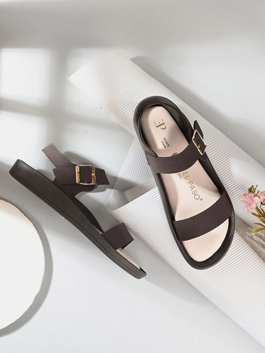 El Paso Women Open Toe Flats with Buckles - view 1