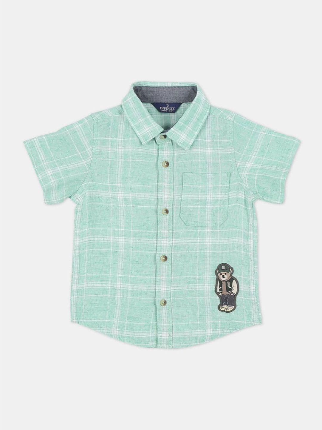 Infinity Boys Spread Collar Tartan Checked Cotton Casual Shirt - view 1