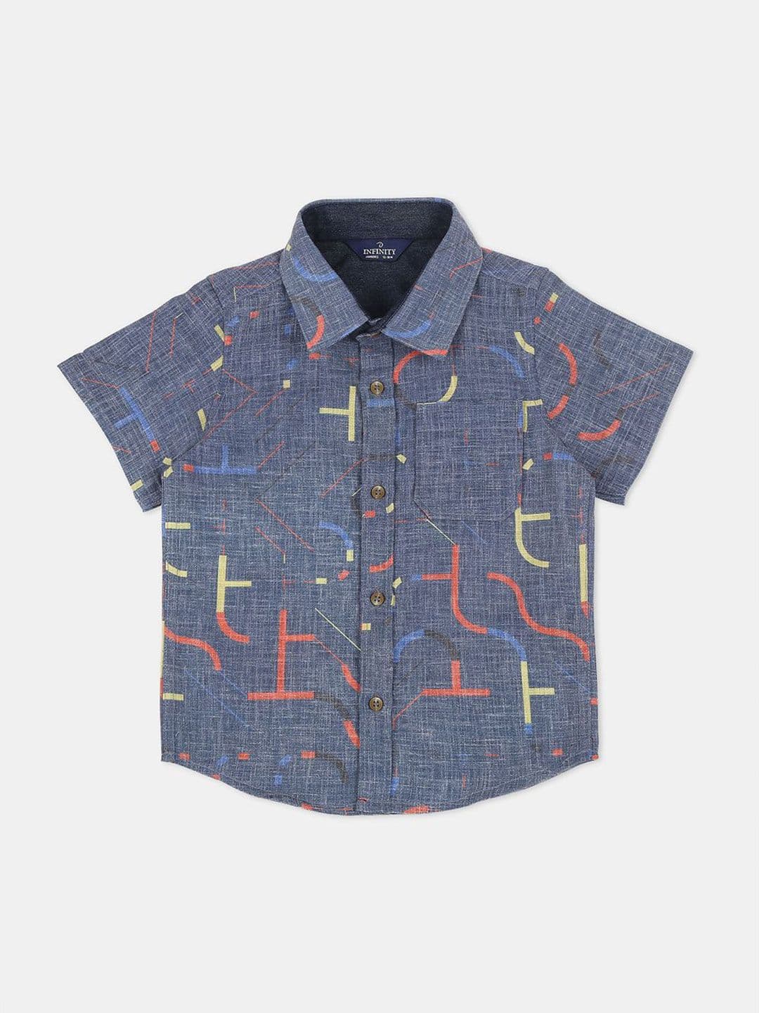Infinity Boys Spread Collar Abstract Printed Cotton Casual Shirt - view 1