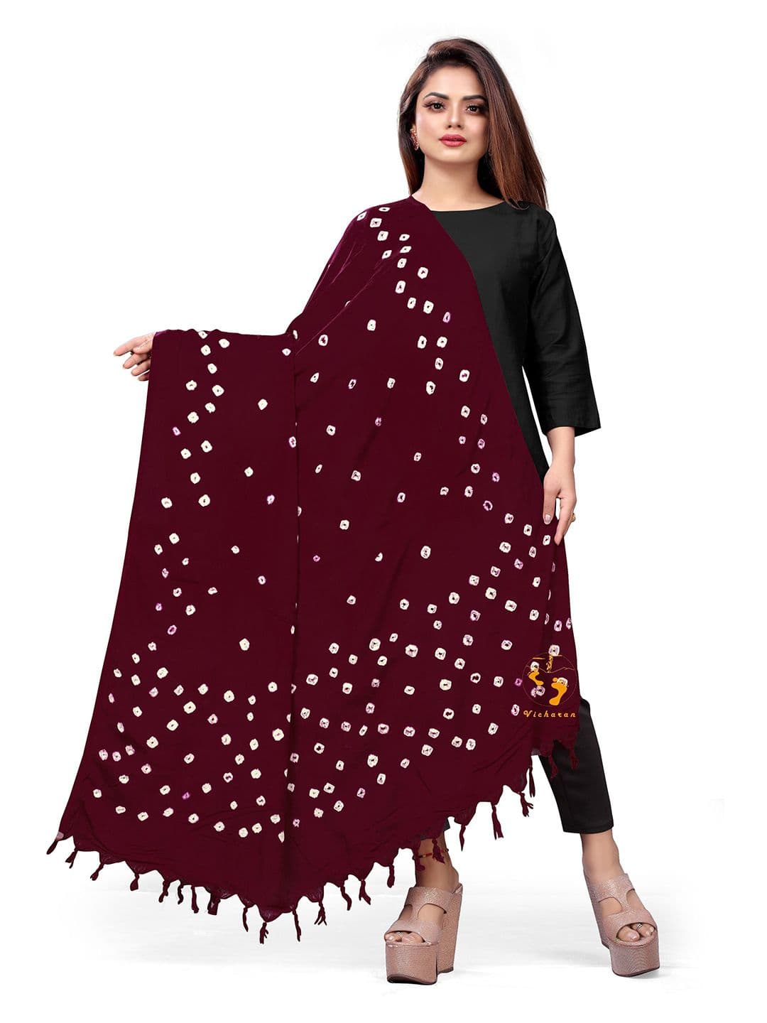 Vicharan Bandhani Printed Cotton Dupatta - view 1