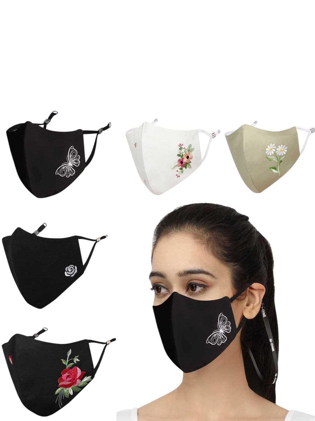MASQ Pack Of 5 Organic Cotton 4-Layered Dust Production Masks - view 1