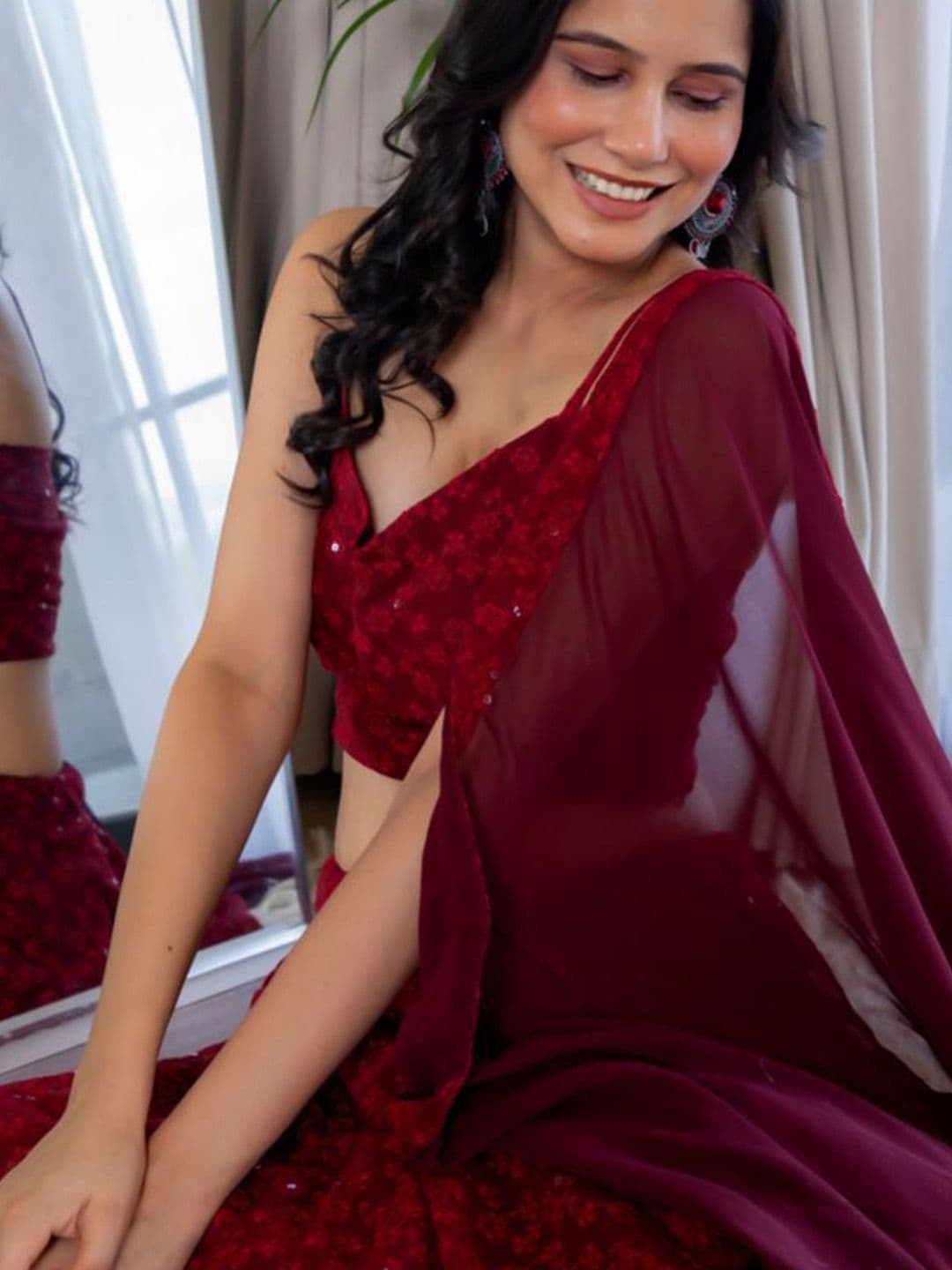 HOUSE OF JAMOTI Embellished Sequinned Ready to Wear Lehenga & Blouse With Dupatta - view 1