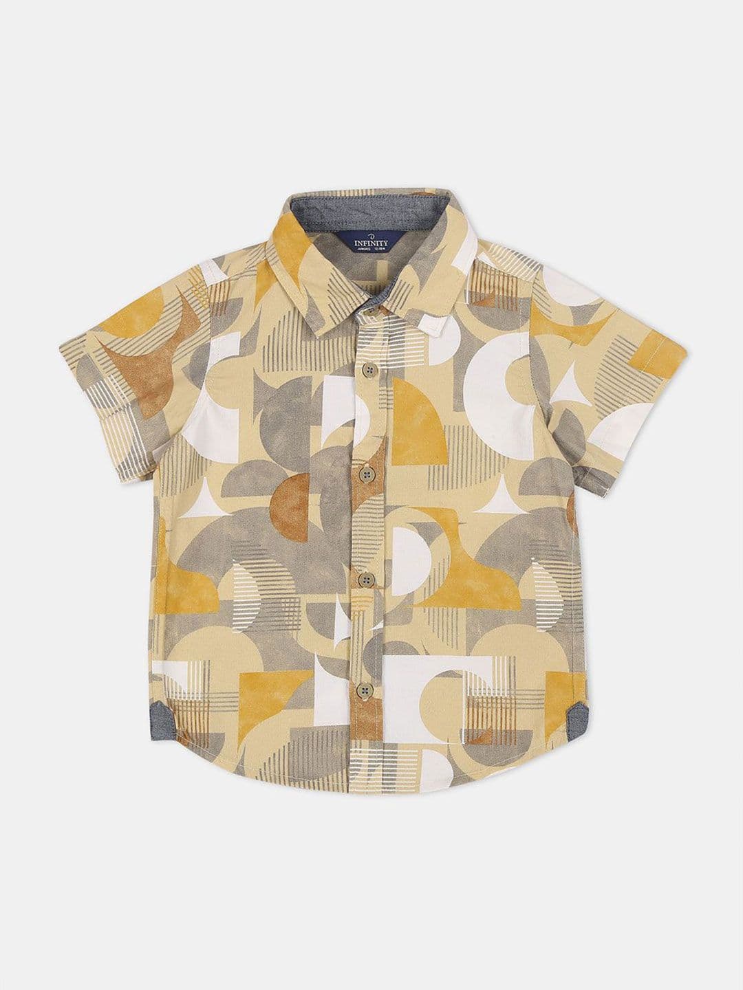 Infinity Boys Spread Collar Geometric Printed Cotton Casual Shirt - view 1