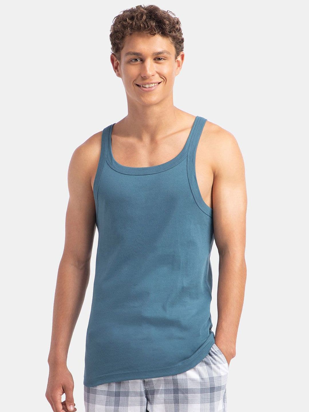 Jockey Super Combed Cotton Rib Square Neck Sleeveless Gym Vest-US26 - view 1