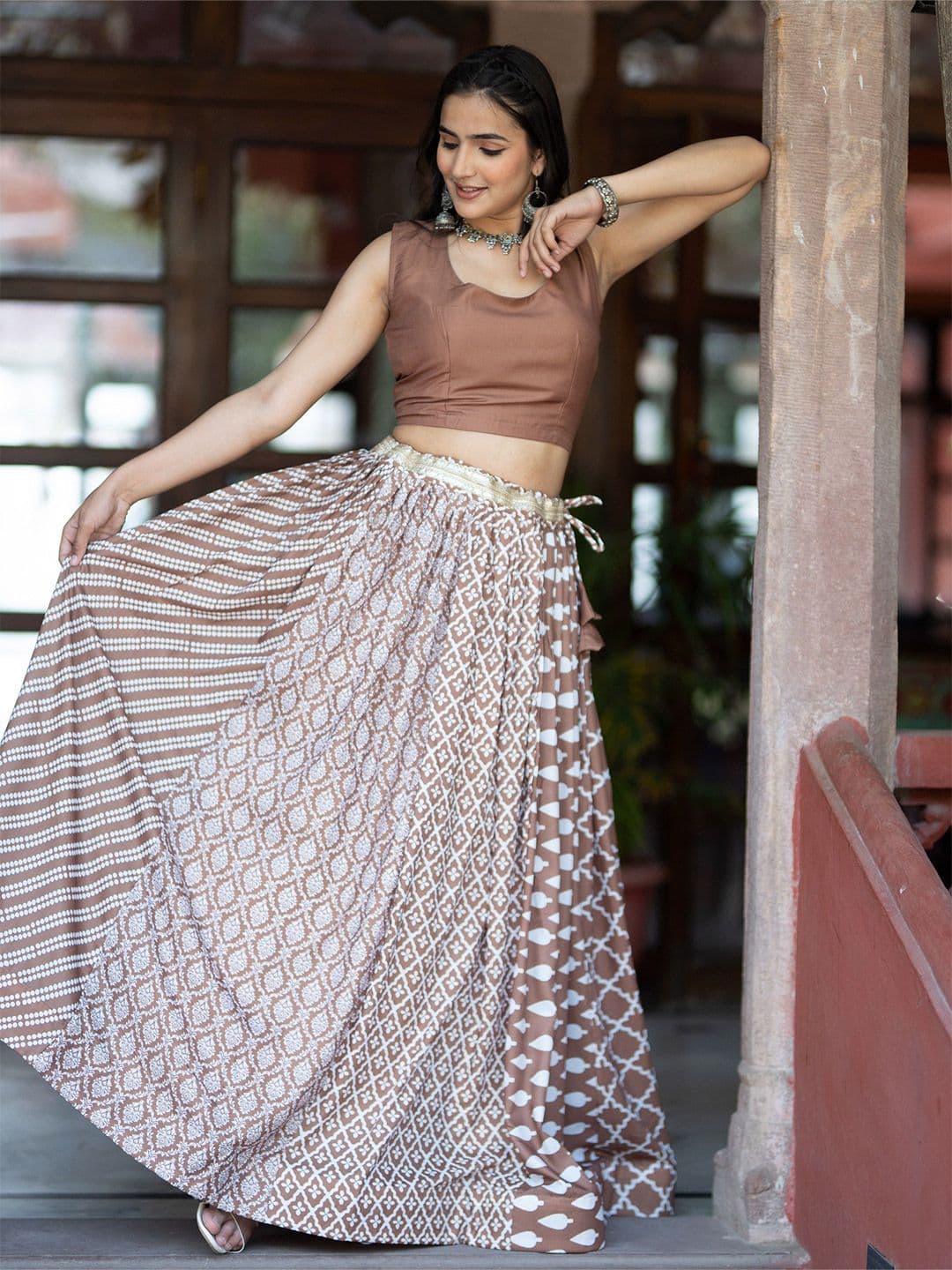 DIVASTRI Printed Semi-Stitched Lehenga & Unstitched Choli - view 1