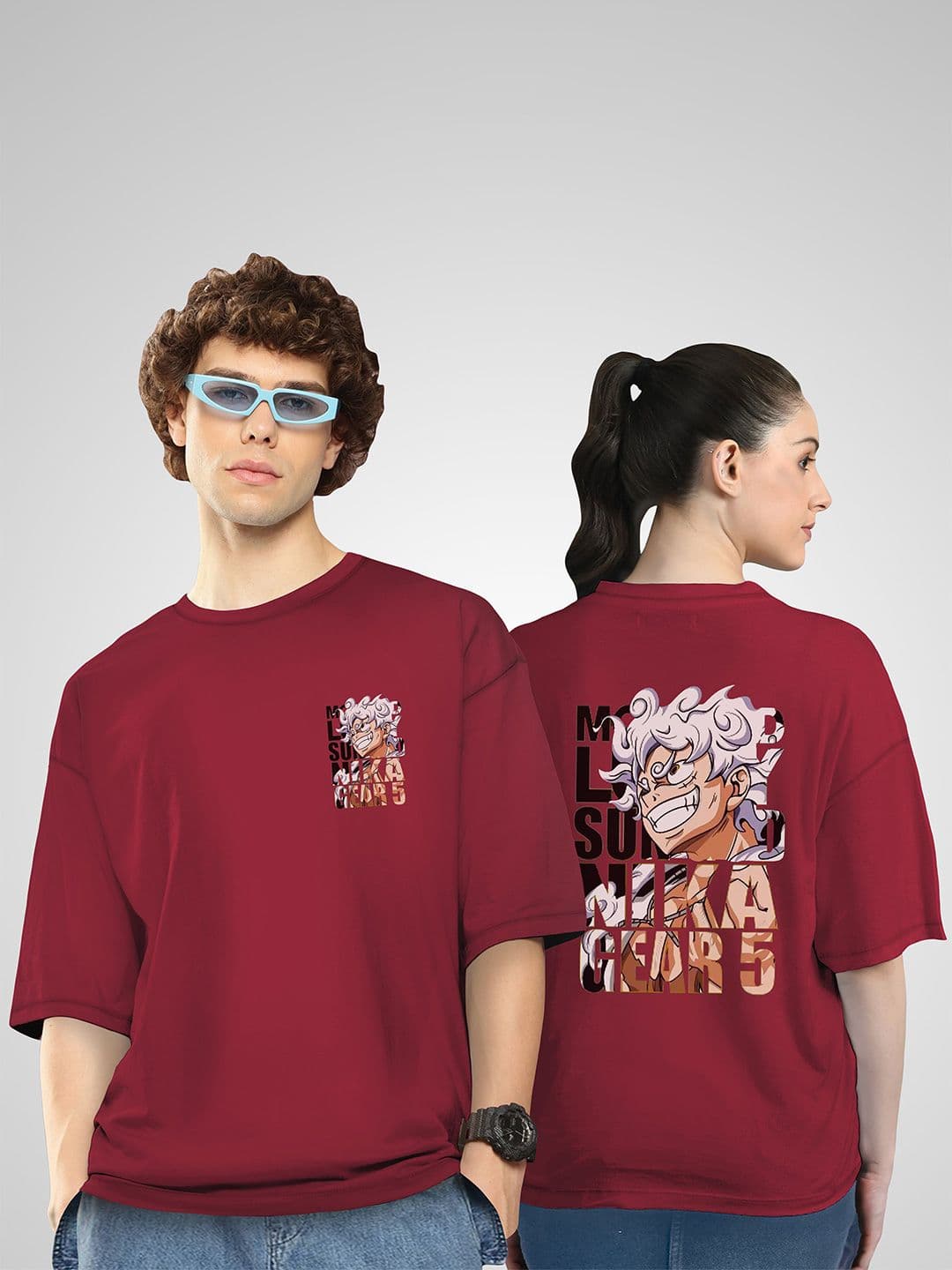 BAESD Unisex Twistform Twinny Zone Pack Of 2 Anime15 Printed Cotton Oversized T-shirts - view 1