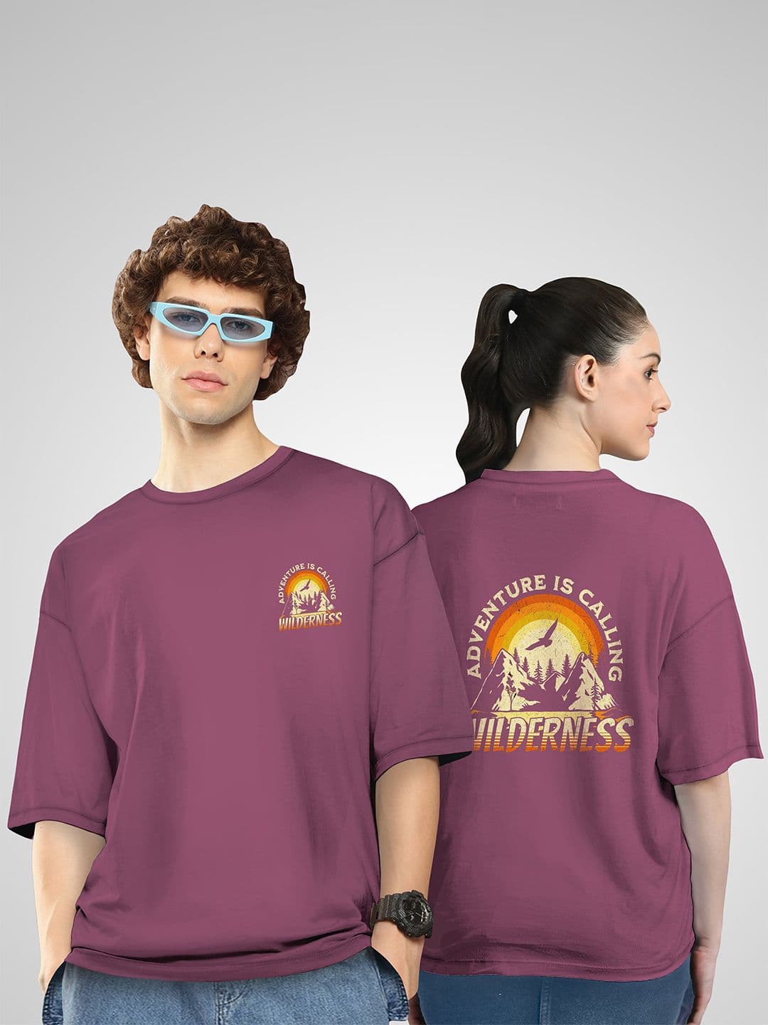 BAESD Unisex Twistform Twinny Zone Pack Of 2 Wilderness Printed Cotton Oversized T-shirts - view 1