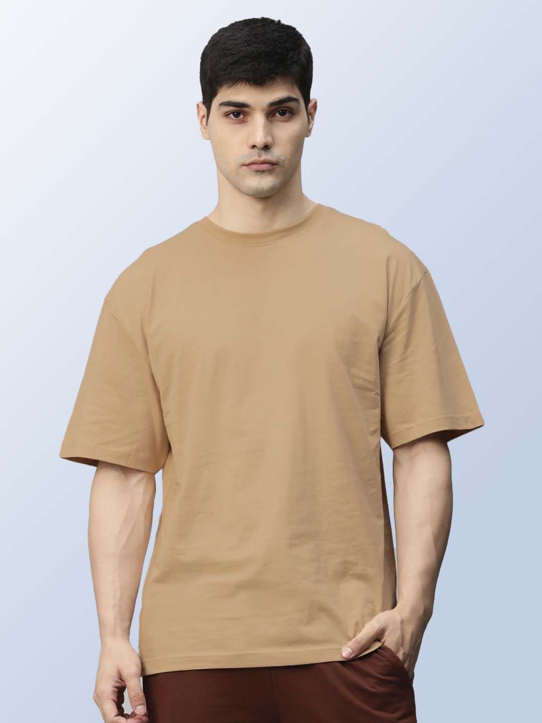 Organic Chics Men Anti Odour Solid Round Neck Cotton Oversized T-shirt - view 1
