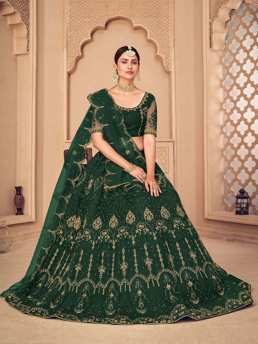 Warthy Ent Embroidered Semi-Stitched Lehenga With Unstitched Blouse With Dupatta - view 1